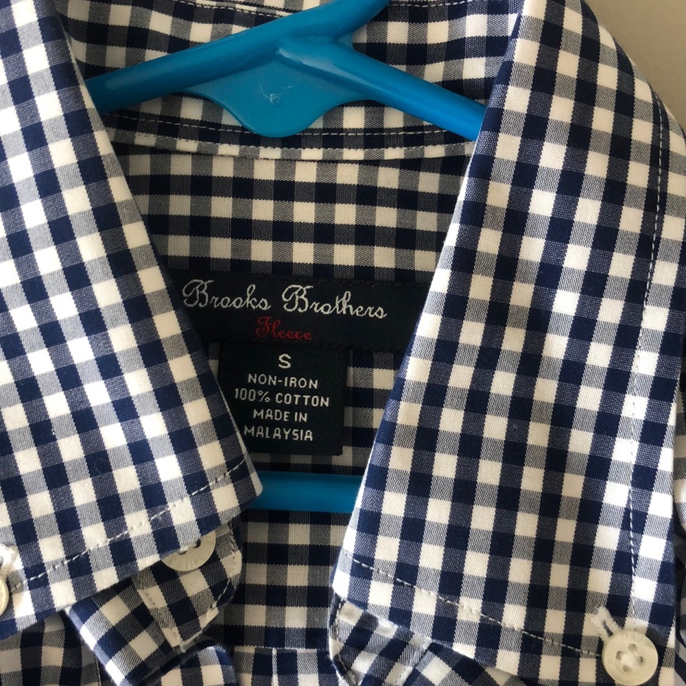 Boys Brooks Brothers long sleeve button down. Navy blue and white checkers.